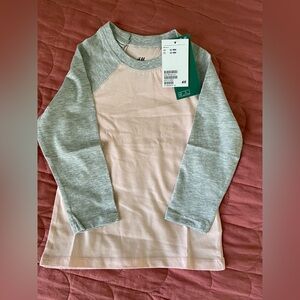 New H&M Baby Pink and Gray Long Sleeve Shirt, 12-18M